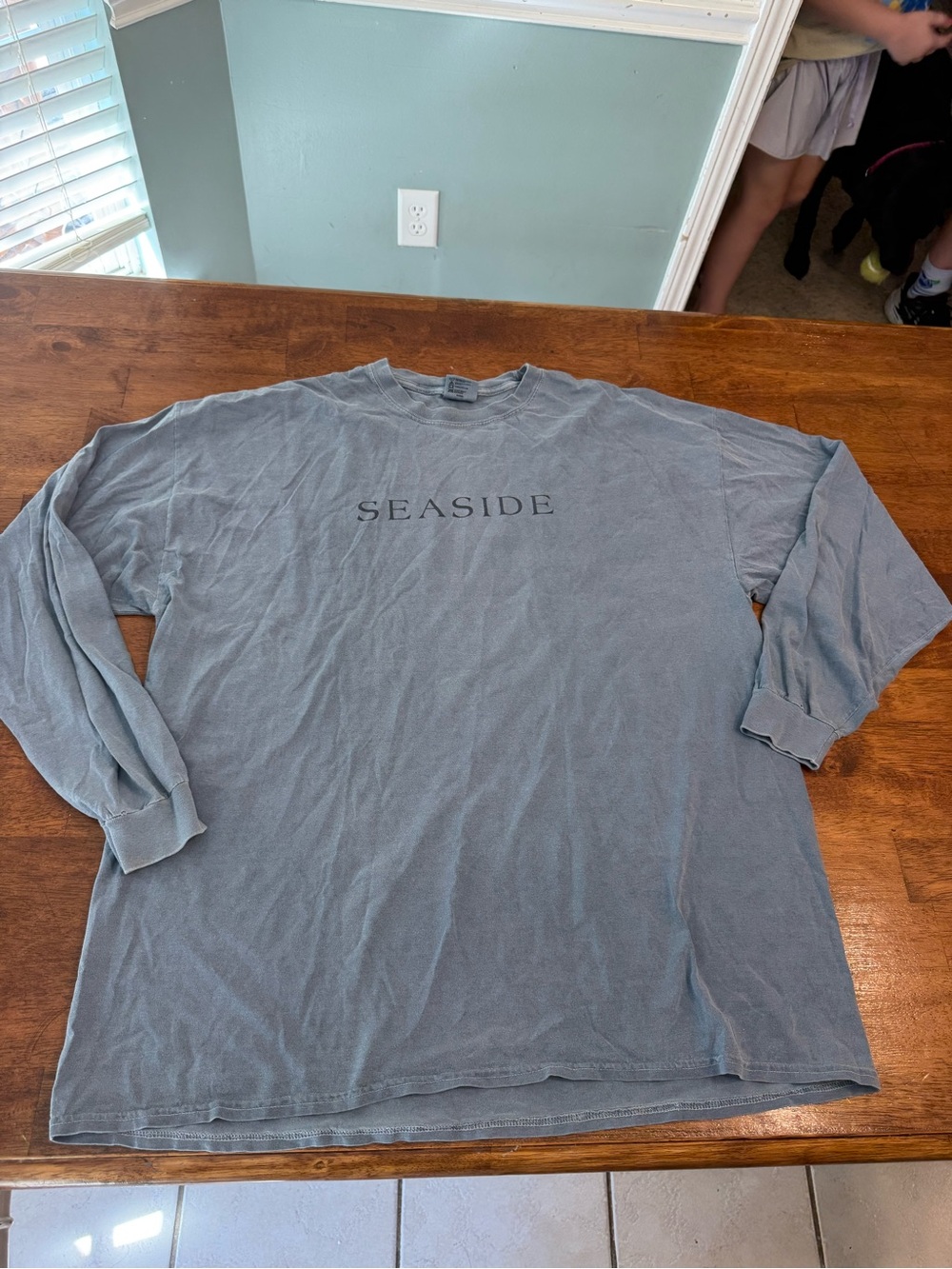Seaside Florida Long Sleeve T-Shirt Blue Gray Comfort Colors XXL Large Fair